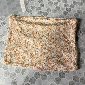 Large Floral Orange White Tube Top